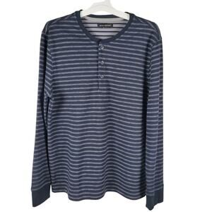 Banana Republic Men Henley Sweater Striped Large Long Sleeve Casual Pullover